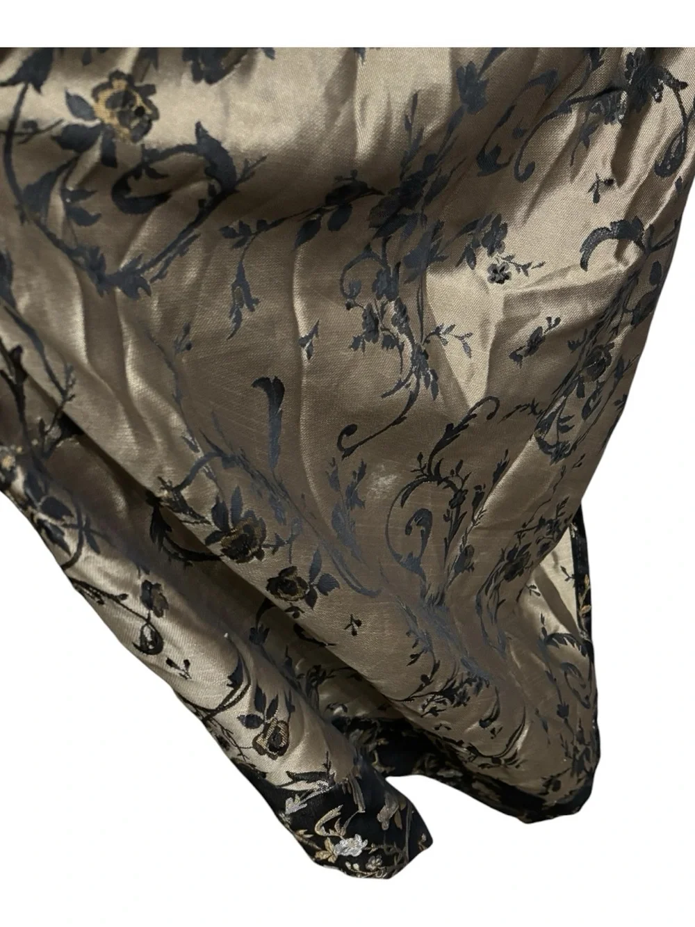 All In One Curtain Set Floral Jacquard 2 Curtains Attached Valance Black Gold